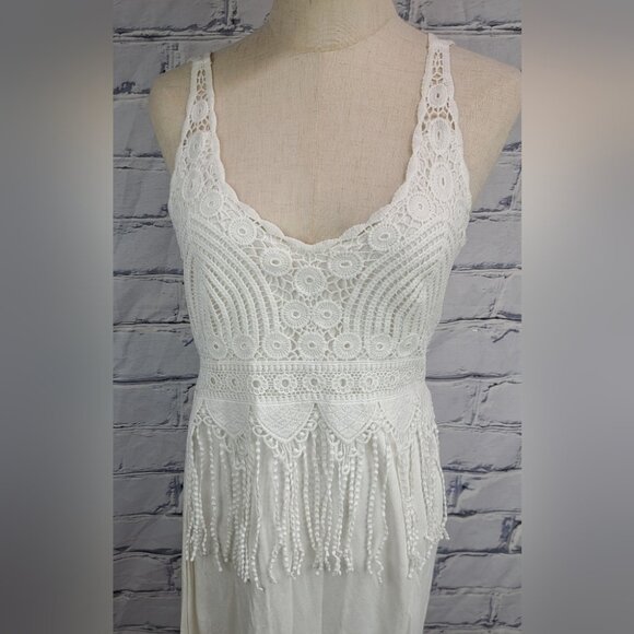 NWT Ambar Women's Summer Dress White Large Guipure Lace Midi Farm Boho Large - Picture 14 of 15